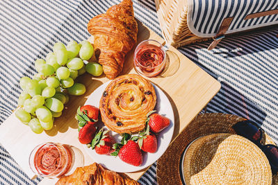 High angle view of food on table