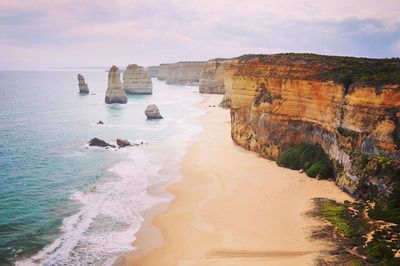 View of cliffs on beach