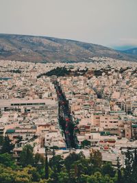 High angle view of buildings in city