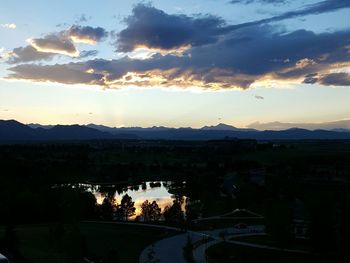 Scenic view of mountains at sunset