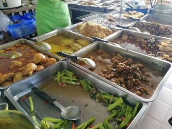 High angle view of food in market