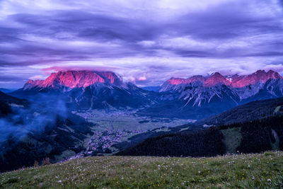 Scenic view of mountains against sky