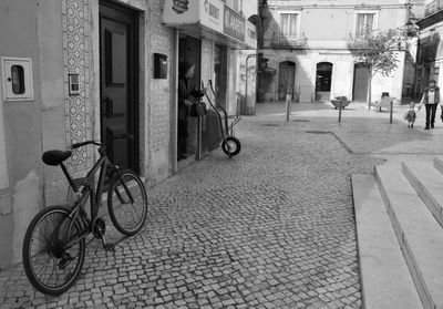 Bicycles on street in city