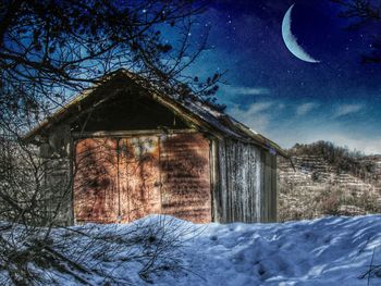 Snow covered houses in winter