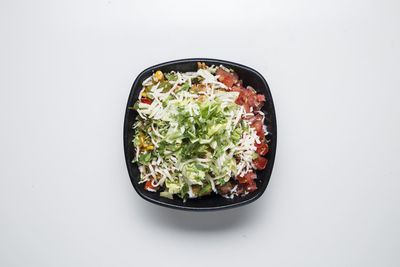 High angle view of salad in bowl