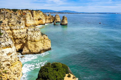 Scenic natural landscape of algarve coastline near lagos, portugal