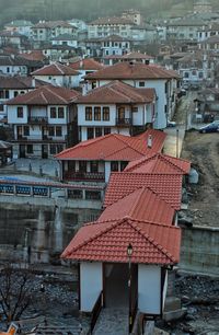 High angle view of buildings in city
