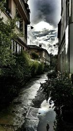 Buildings against cloudy sky