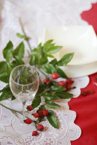 Close-up of drink served on table