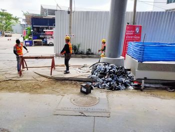 People working at construction site