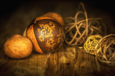 Close-up of eggs on table