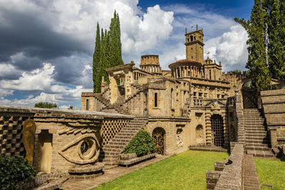 Exterior of historic building against sky