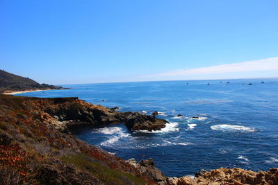 Scenic view of sea against clear sky