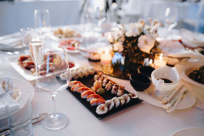 Food served on table