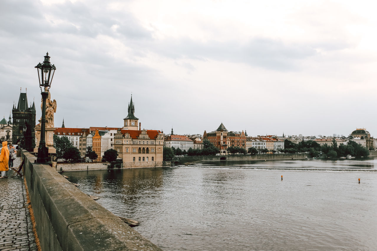 RIVER BY BUILDINGS AGAINST SKY IN CITY