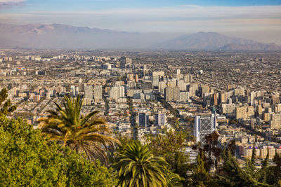 View from the lookout point at cerro san cristobal in santiago de chile, chile, south america