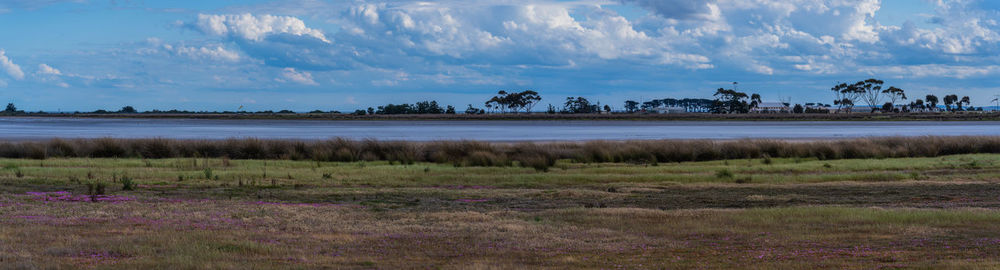 Scenic view of lake against sky