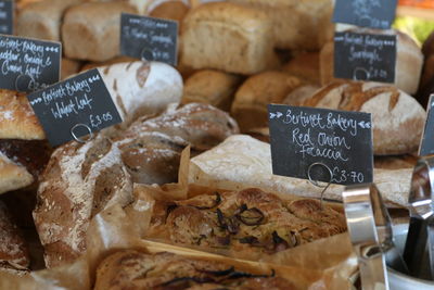 Detail shot of bread for sale