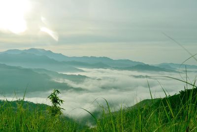 Scenic view of mountains against sky