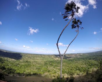 Scenic view of landscape against cloudy sky