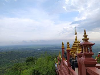 Panoramic view of temple building against sky