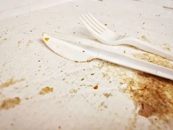 High angle view of bread on table