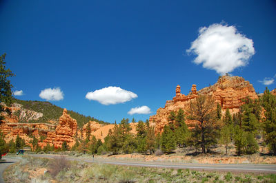 Low angle view of built structure against blue sky