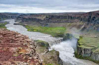 Scenic view of waterfall