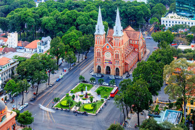 High angle view of city