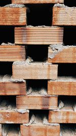 Full frame shot of stack of wood