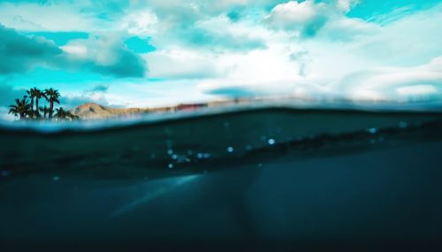 Close-up of water against sky