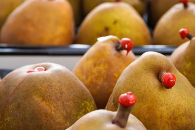 Close-up of pears for sale at market