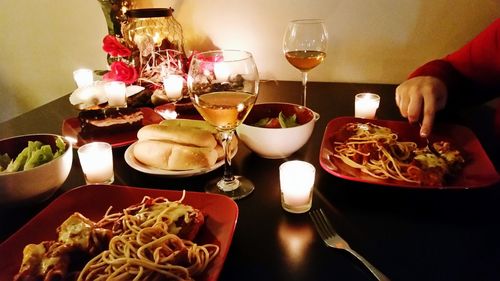 Meal served on table