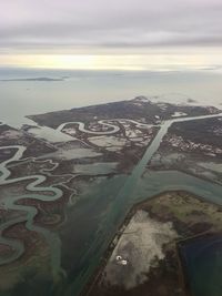 Aerial view of sea against sky