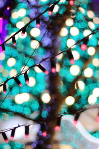 Low angle view of illuminated lanterns hanging on tree