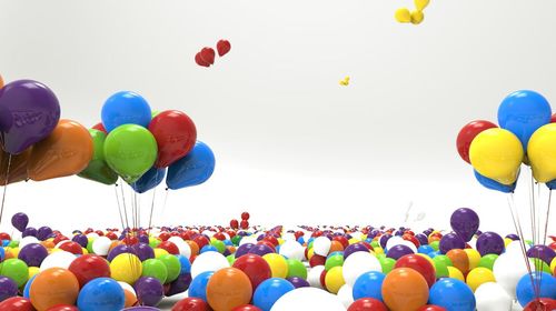 Digital composite image of colorful balloons