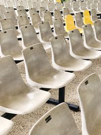 High angle view of empty chairs