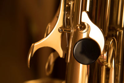 Close-up of golden musical instrument