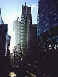 Low angle view of modern building against clear sky