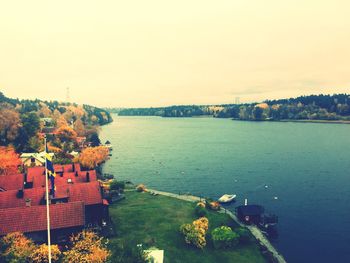 Scenic view of river against clear sky