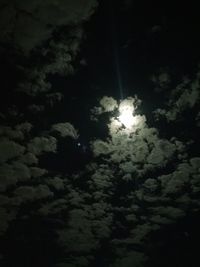 Low angle view of illuminated lights at night