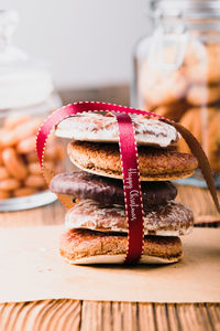 Close-up of cookies on table