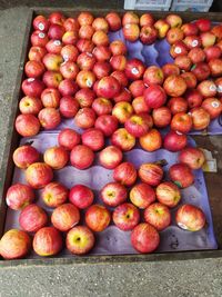 High angle view of apples in market