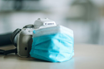 Close-up of toy car on table