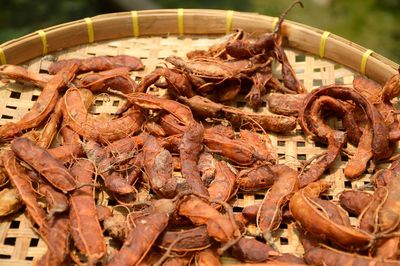 High angle view of food for sale at market