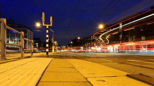 Light trails on street at night