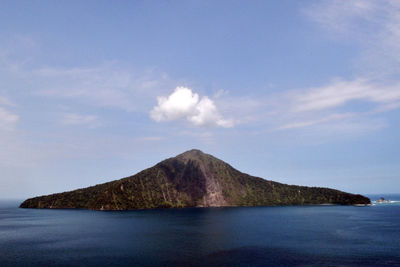 Scenic view of sea against cloudy sky