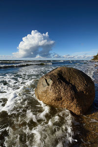 Scenic view of sea shore against sky