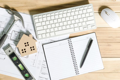 High angle view of pen on table