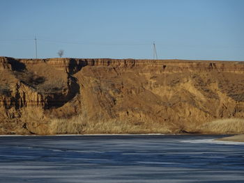 Scenic view of land against clear sky